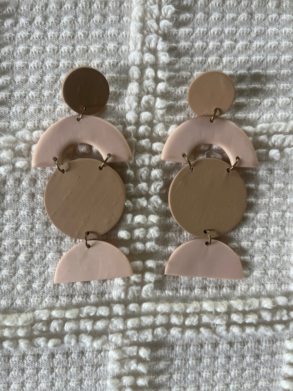 Neutral Geometric Dangle Earrings - Beige & Blush